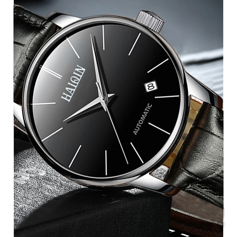 HAIQIN мужские s часы лучший бренд класса люкс мужские s автоматические механические часы классические деловые кожаные часы водонепроницаемые мужские часы
