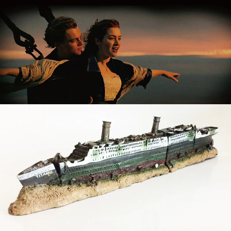 Titanic Lost Wrecked Barco Barco Acuario Decoración Adorno naufragio Adornos Antilog Decoración