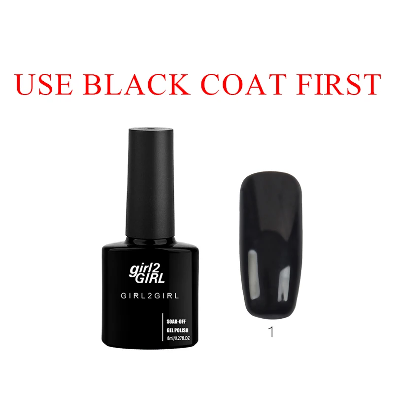 GIRL2GIRL гель лак для ногтей UV гель SOAK OFF Магия Звездное - Цвет: Black Coat