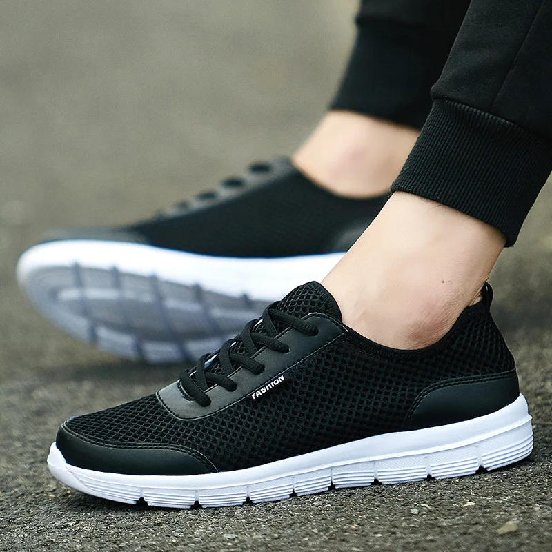 UPUPER 2019 Summer Men's Shoes Breathable Casual Shoes Men Fashion Comfortable Lace up Outdoor Sneakers Shoes Plus Size 35-48