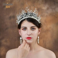 TOPQUEEN HP198 свадебная тиара жемчуг свадебный тиара и корона кристалл невесты украшения для волос ручной работы свадебные аксессуары для волос