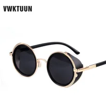 VWKTUUN стимпанк Круглые Солнцезащитные очки для мужчин и женщин винтажные Ретро Стиль зеркальные паровые очки в стиле панк мужские женские уличные солнцезащитные очки Oculos