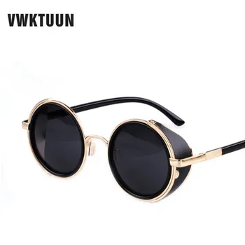 

VWKTUUN Steampunk Round Sunglasses Men Women Vintage Retro style Mirror Steam punk Goggle Man Woman's Outdoor Sun Glasses Oculos
