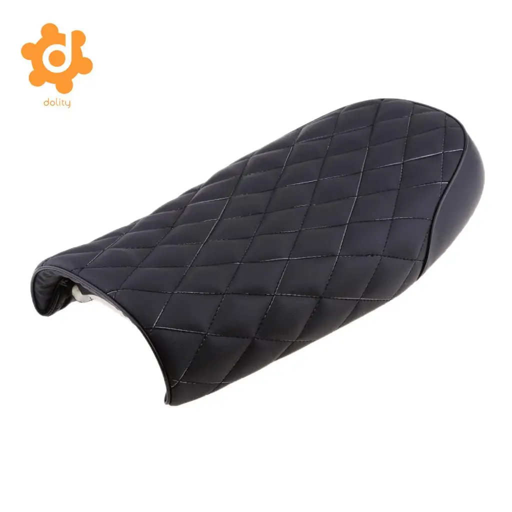 dolity Universal Brat Diamond Flat Cafe Racer Seat Vintage Motorcycle Saddle Black