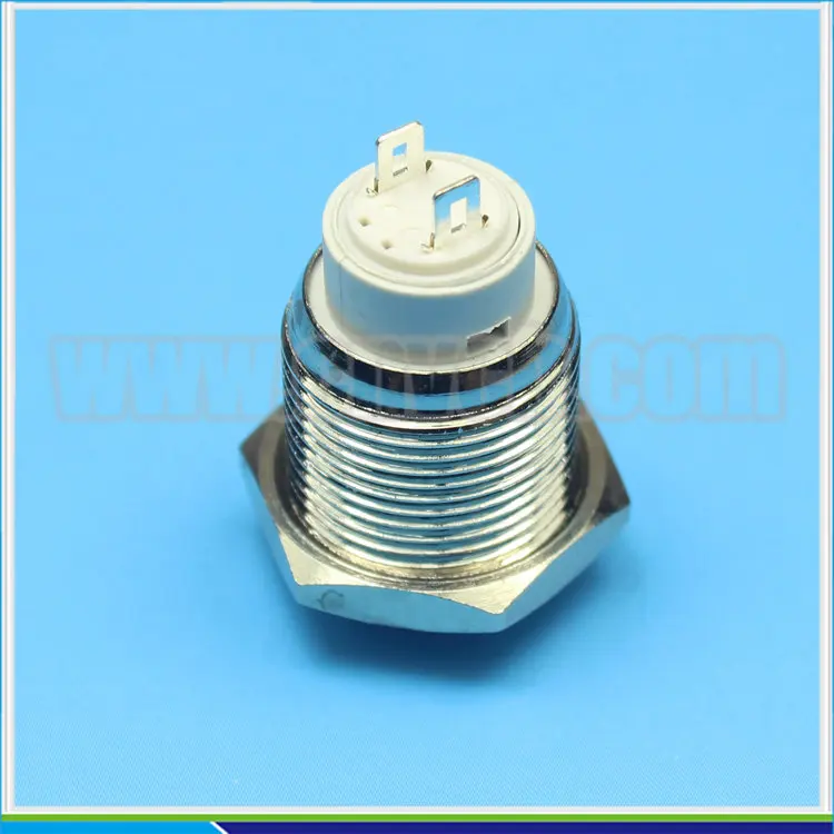 1692 16mm high flush latching nickel plated brass micro metal button switch ON-OFF self-locking switch
