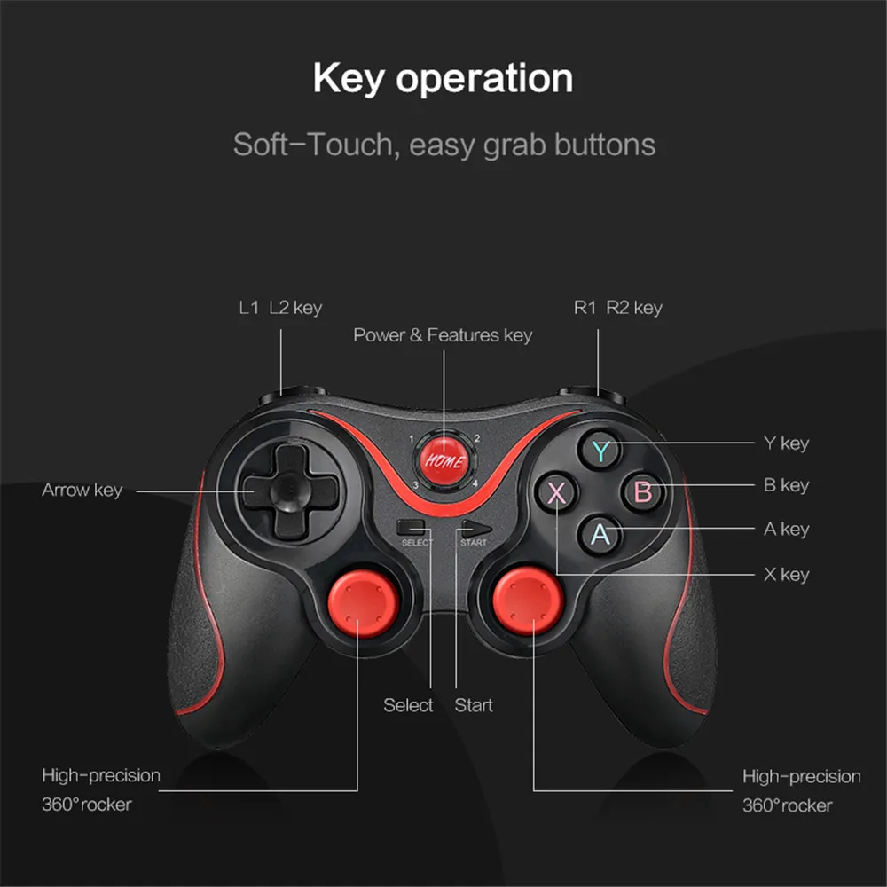 T3 Wireless Bluetooth Gamepad X3 Game Controller BT3.0 Smart Game pad Joystick for PC Mobile Phone Tablet TV BOX Gaming Control