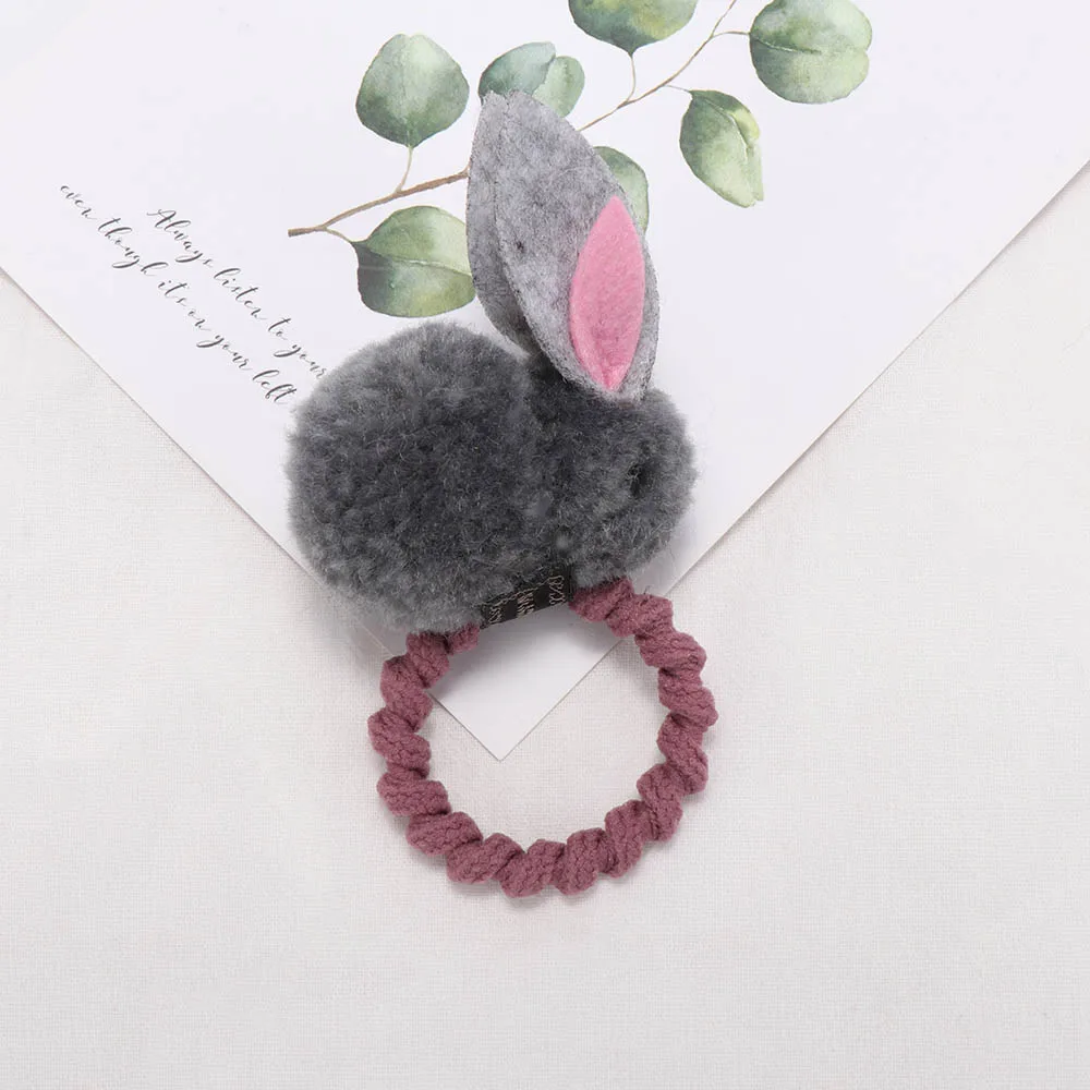 Новые милые животные кролик стиль резинки для волос войлочные трехмерные плюшевые уши кролика головная повязка для детей девочек аксессуары для волос - Цвет: grey