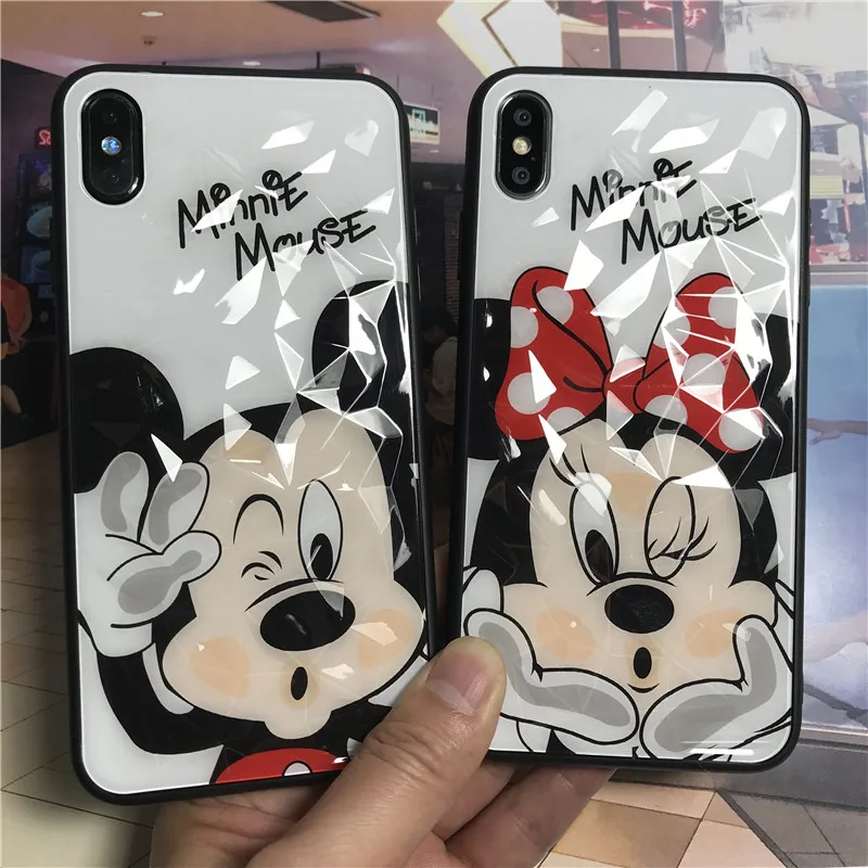 

JAMULAR 3D Diamond Mickey Minnie Phone Case For iPhone XS MAX XR X 7 8 6s 6 Plus Cute Cartoon Soft Back Cover For iPhone X Funda