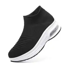 Весенние женские кроссовки на платформе без шнурков сетчатая прогулочная обувь с воздушной подушкой Удобная теннисная уличная спортивная обувь лоферы