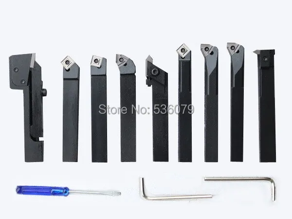 

14mm 9pcs/set indexable carbide turnnig tools lathe with inserts for mini lathe machines