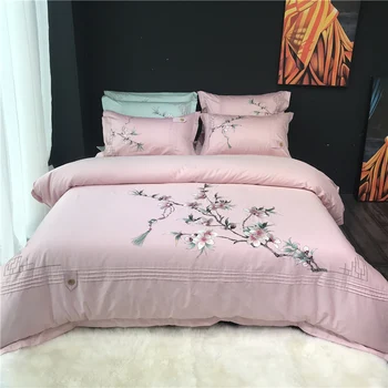 

Egyptian Cotton Bedsheet set Quilt/Duvet cover Bed set Pillowcase Oriental Embroidery Luxury Bedding set Queen King size 4Pieces
