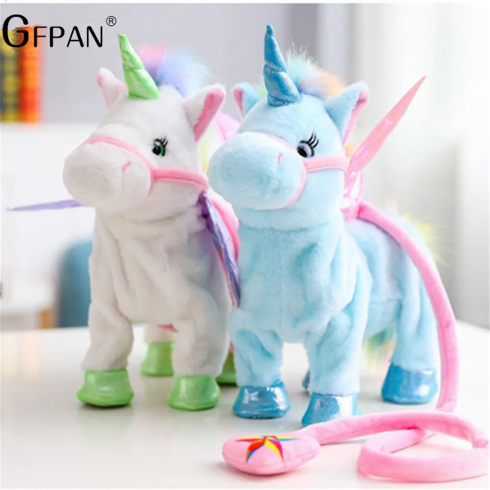 1pc 35cm Walking Unicorn Plush Toy Stuffed Animal Toy Electronic Music Unicorn Toys for Children Funny Christmas Gifts