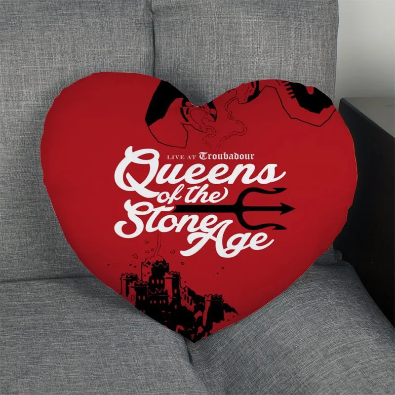 

2018 New arrival Custom zipper Pillowcase Cover queens of the stone age Heart Shape Pillow Cover Size 41x36cm,47x42cm