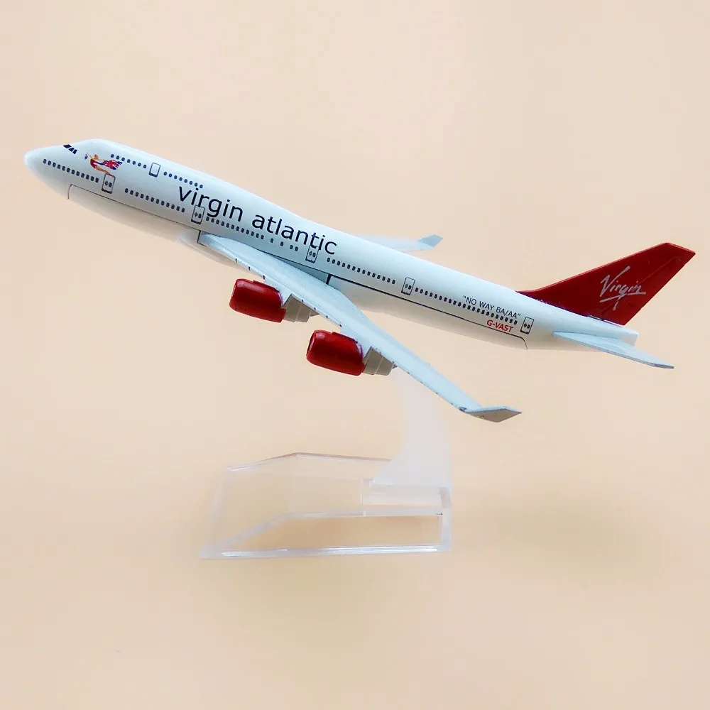 

16cm Metal Air British Virgin Atlantic Airways Boeing 747 400 B747 Airline Plane Model Airplane Model w Stand Aircraft