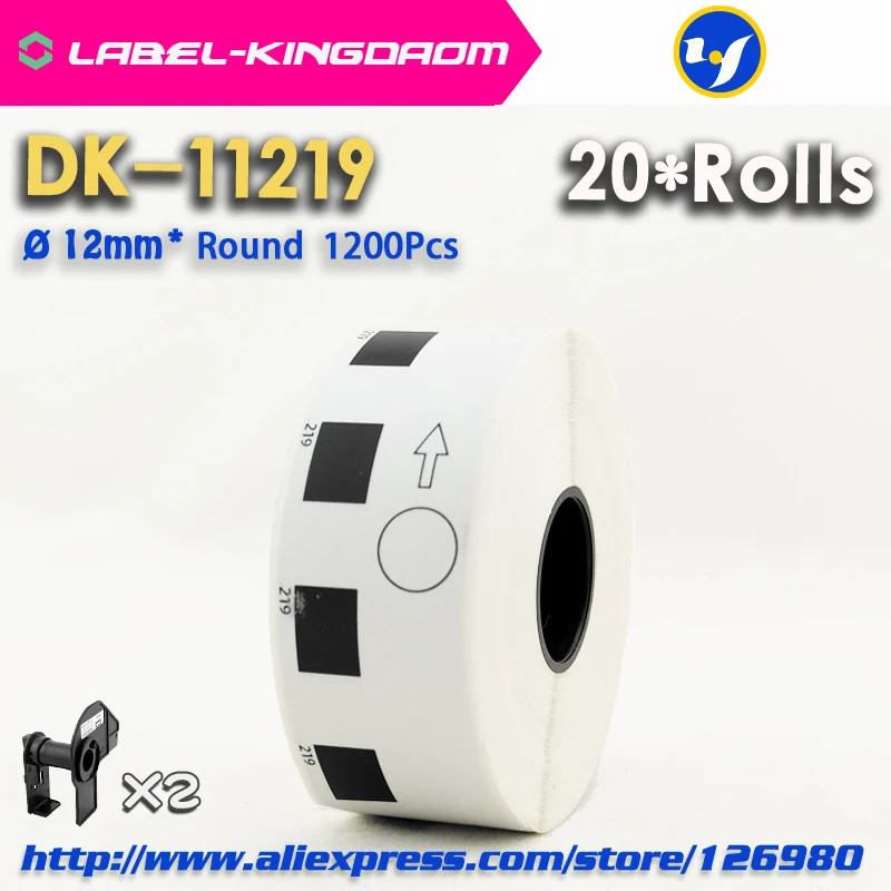 20 Refill Rolls Compatible DK-11219 Label Diameter 12mm Round 1000Pcs for Brother Printer QL-570/700/710/720 DK-1219 | Компьютеры и