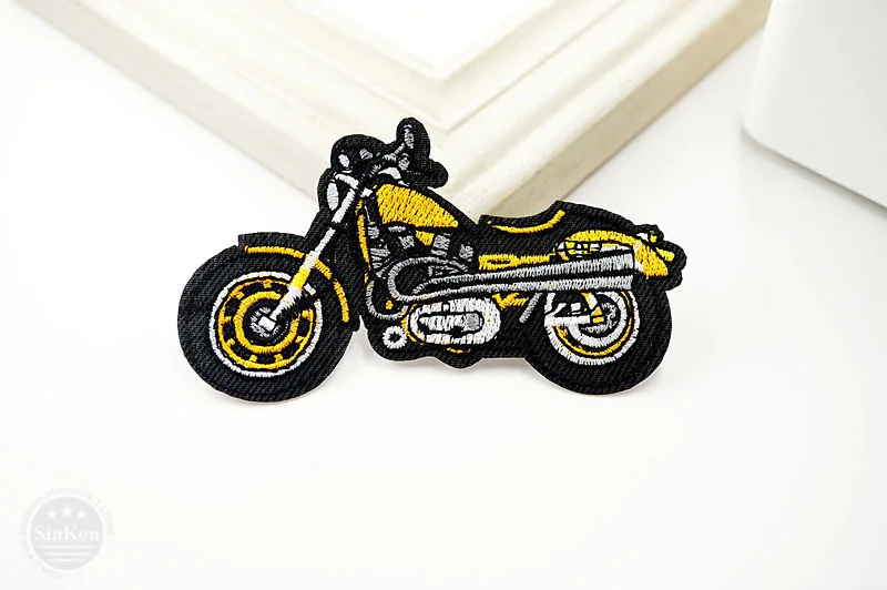 1 шт. желтый мотоцикл(Размер: 10x5,5 см) DIY тканевые значки для украшения одежды, одежды, шитья, украшения, аппликация