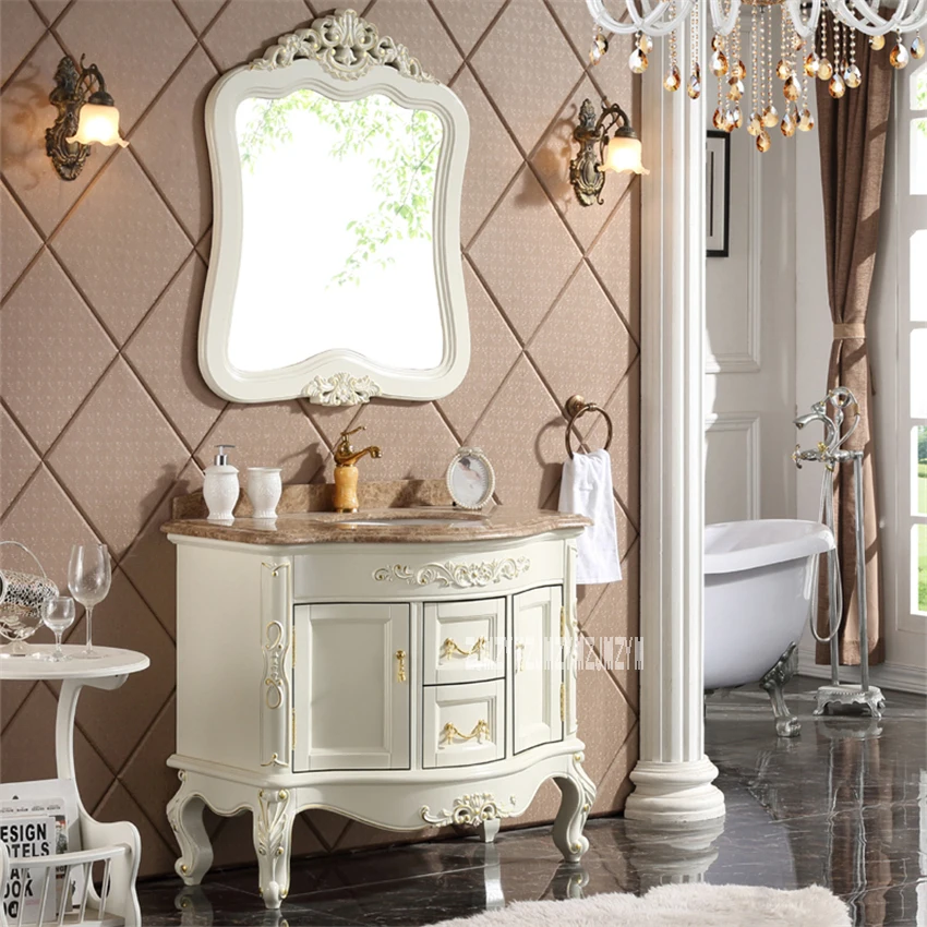 100 CM FG668 حمام على الطراز الأوروبي مجلس الوزراء مزيج خشب متين خزانة حمام عالية الجودة حوض غسيل مجلس الوزراء مزيج