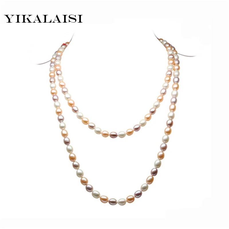 Yikalaisi 2017 new long pearl necklace <b>natural freshwater pearl</b> mix ...