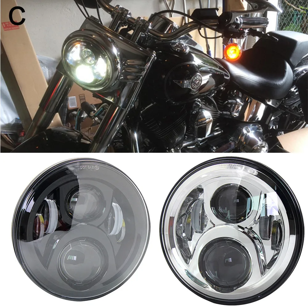Мотоцикл 7 дюймов светодиодные фары &quotLED DRL H4 гало кольца янтарные поворотов