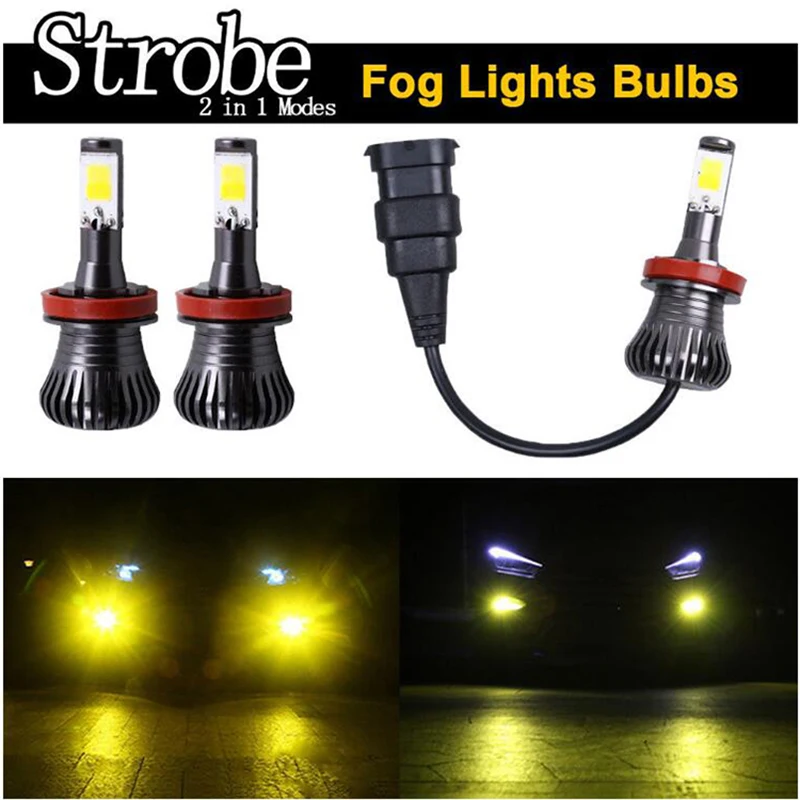 2X LED fog lights 9005 9006 Dual Color White Yellow Blue 880 881 H16 H1