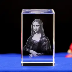 Mona Lisa лазерный гравированный Кристалл Ночной светильник Новинка светодиодный свет с красочным светом основания. Потрясающие подарки