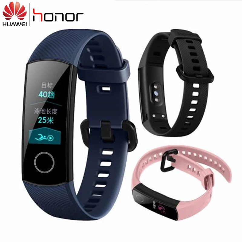 Умный Браслет huawei Honor Band 4 Amoled, цветной сенсорный экран 0,95 дюйма, для плавания, для обнаружения пульса и сна