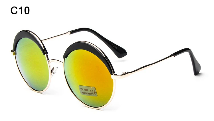 Fashion Women Funky HD Polarized Hippie Round Metal Blue Mirror Lens Reflective Sunglasses with Case Circle Glasses for Girls (9)