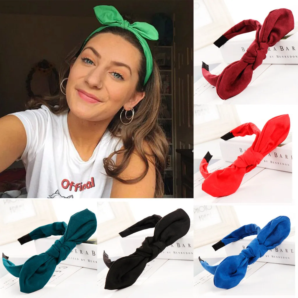 

Fashion 2019 Women Bow Knot Hair Bands Headwear Hairband Hoop Simple Sweet Cute Girls Headband Hair Accessories