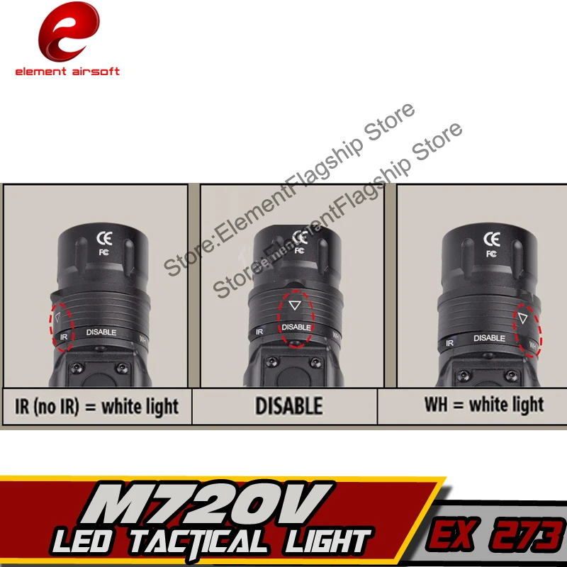 - Element M720V Hunting Flashlight linterna LA15 Laser PEQ Augmented Pressure Mount Double Control Switch tactical Weapon Lights