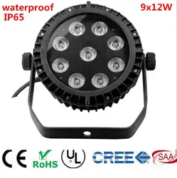 Led par 9x12 Вт RGBW 9x15 Вт RGBWA 9x18 Вт RGBWA УФ 6in1 LED водонепроницаемый Тонкий Пар может Этап Освещение IP65