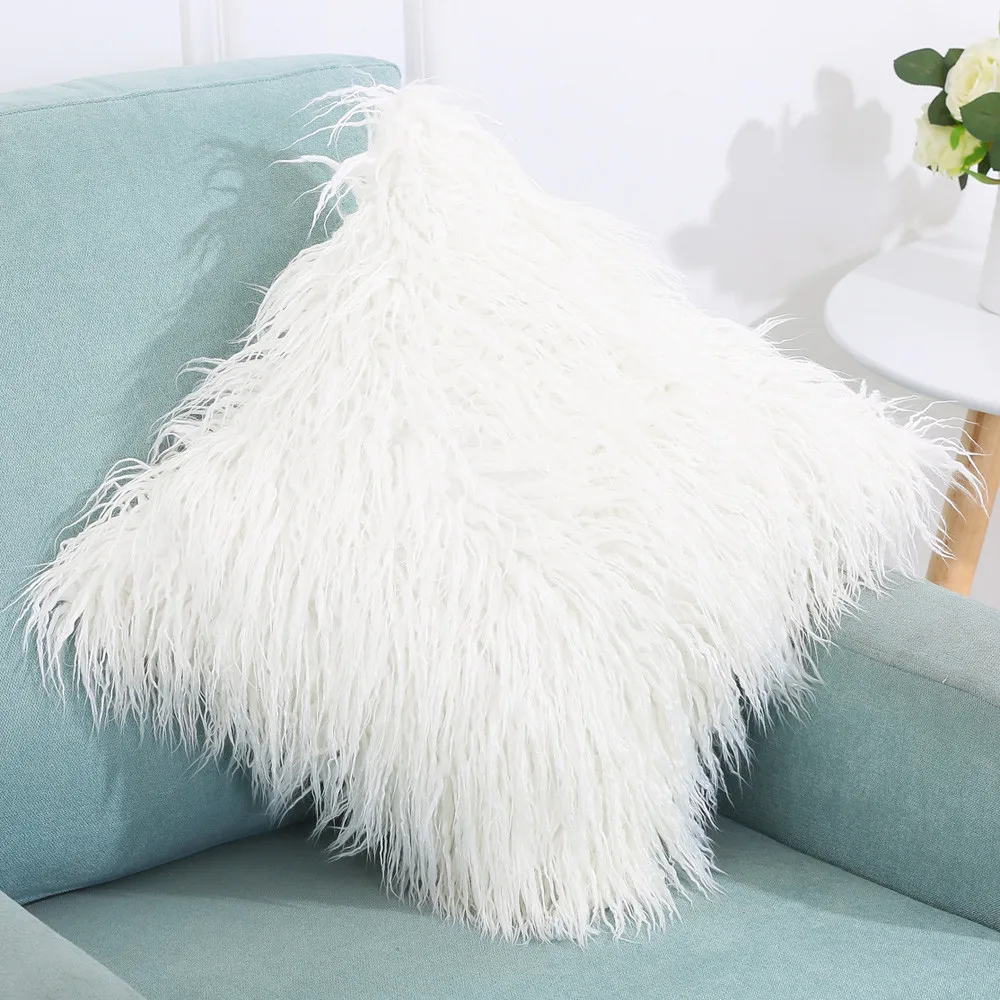 

Soft Plush Square Cushion Cover Solid Waist Throw Pillow Cover DIY Car Sofa Home Decorative 45cm*45cm Pillow Cover