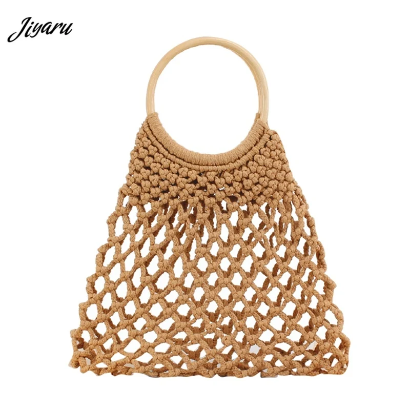 

2019 New Ladies Handbags Casual Female Woven Bag Cotton Hollow Girls Beach Bags Summer Travel Women Totes Simple Handbag