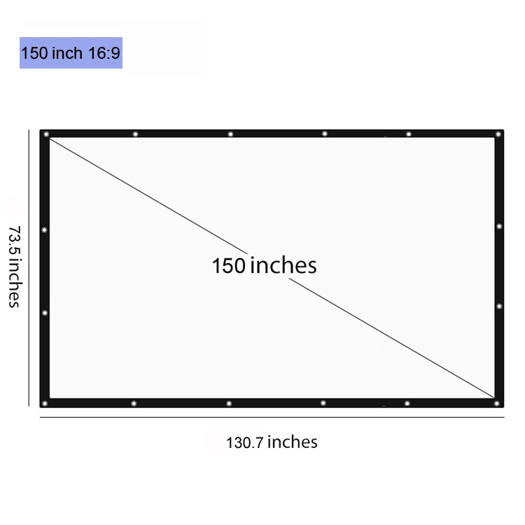 150 Inch Projector Screens 16 9 Canvas Fabric Portable Curtain Foldable 