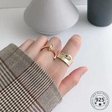 LouLeur Настоящее 925 пробы серебристый неправильной формы кольца золотые серебряные геометрические Большие широкие вечерние кольца для женщин модные ювелирные изделия подарки