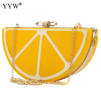 

Fruit Pattern Half Moon Clutch Bag for Women Brand Luxury Women's Acrylic Handbags Famous Brands Lady's Chain Shoulder Bag