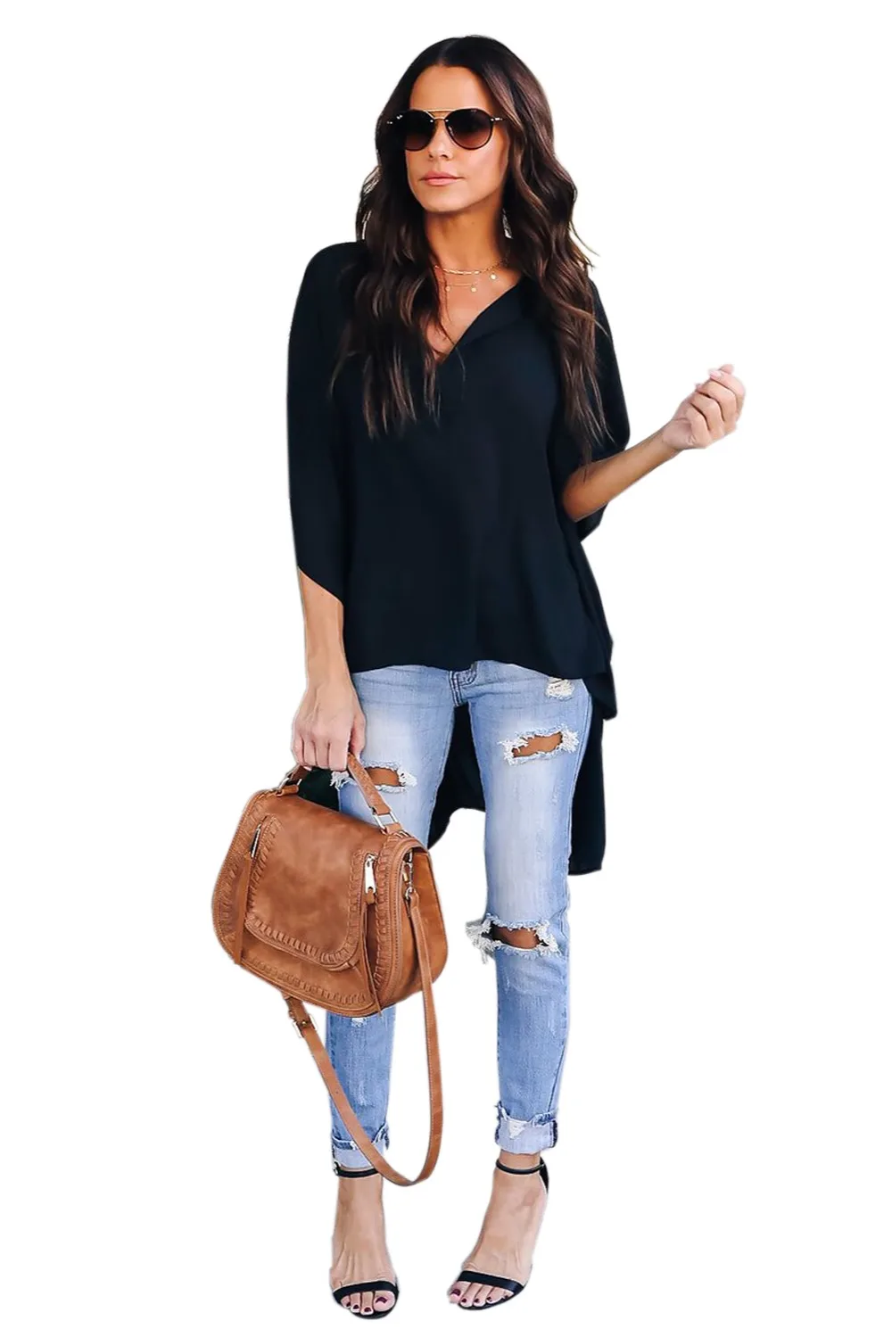 Black-Chic-High-Low-Kimono-Top-LC251989-2-1