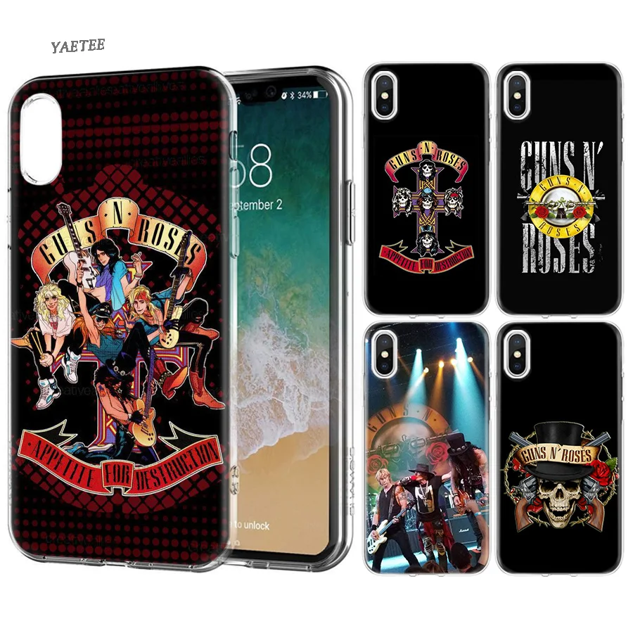 

Fundas Print Silicone Phone Case For Apple iPhone 6 6S 7 8 Plus X 10 XS MAX XR 5S 5 5C SE TPU Cover Guns n Roses
