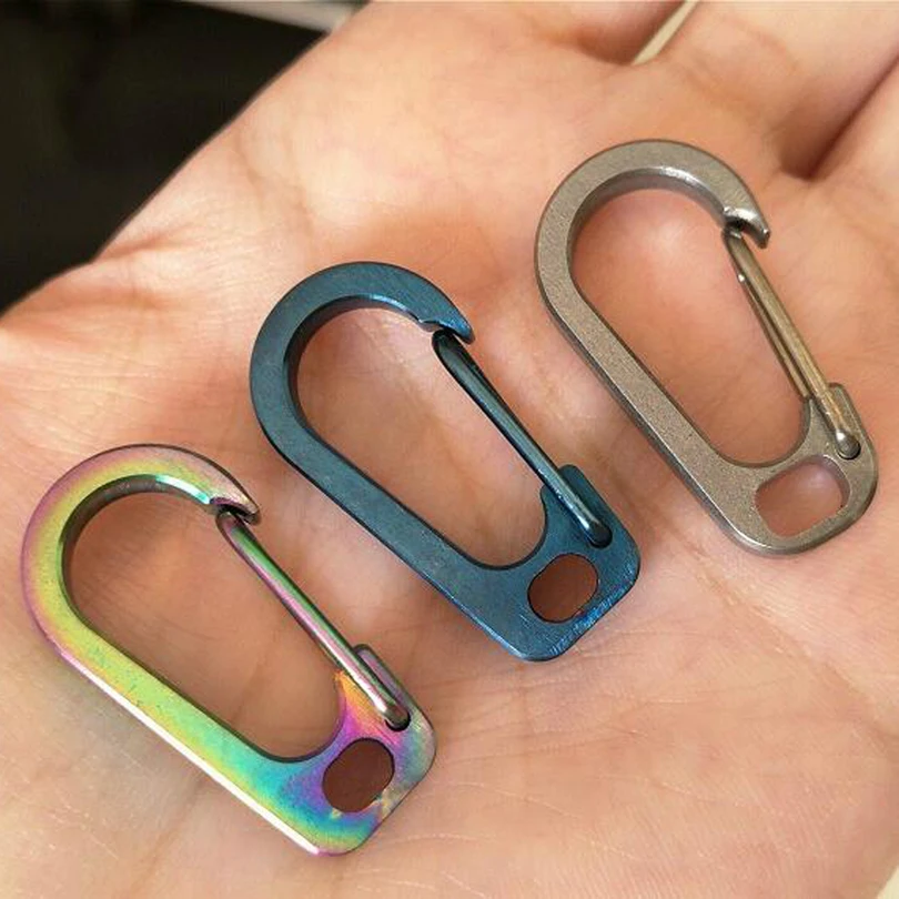 

10PCS Outdoor Camping Hiking 100% Titanium TC4 Spring Alloy Snap Clip Hook Keychain Carabiner Quickdraw Buckle EDC Tool FW204