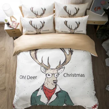 

New luxury Beautiful Deer Sir Pattern Bedding Set Printed Queen King Size Duvet Cover Set bedclothes Single Double King set