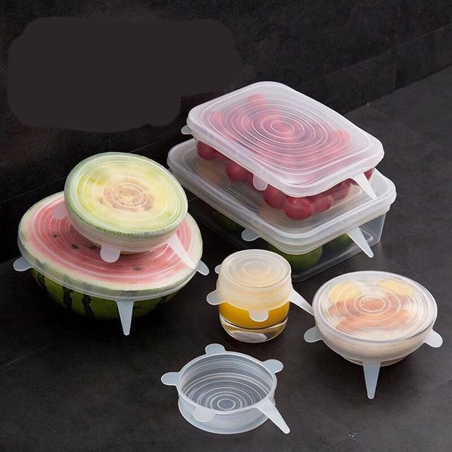 

6PCS Silicone Stretch Lids Universal Silicone Food Wrap Bowl Pot Lid Silicone Cover Pan Cooking Kitchen Accessories food grade