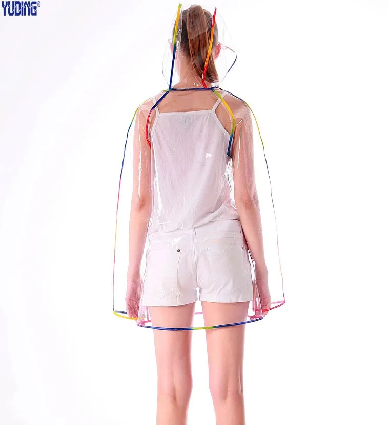 Пластик прозрачный Плащ дождевик непромокаемая одежда с капюшоном женский плащ открытый Touring Женская дождевик карманов 60YY165