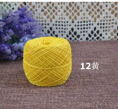 12 yellow Tprpyn 100g = 1 шт. вязанные шапочки крючком, ручная работа, настольная салфетка-подложка нити крючком, вязаные столовых пряжа DIY скатерть каботажное судно плетеным кружевом с наружной резьбой 1 мм - Цвет: 12 yellow