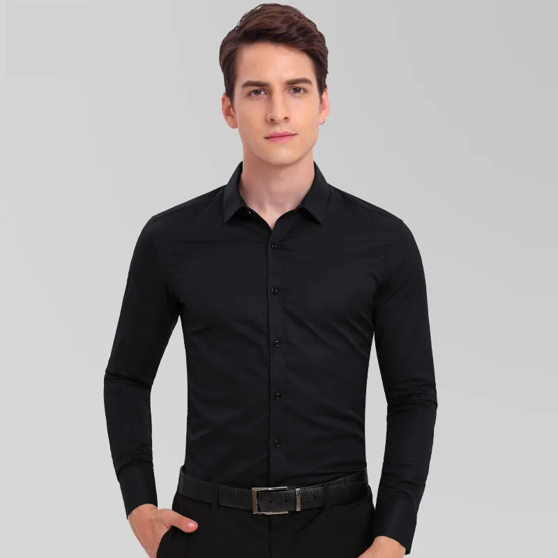 Хлопковая повседневная мужская рубашка с длинными рукавами, тонкая деловая рубашка, винтажный воротник-стойка для мужчин, офисные мужские рубашки, мужские белые