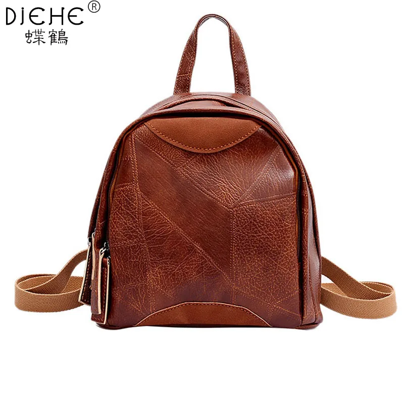 

Fashion Backpacks Woman Mini Leather Backpack Female Solid Color Vintage Pu Mochila Shoulder Bag Backpack Schoolbag for Girls