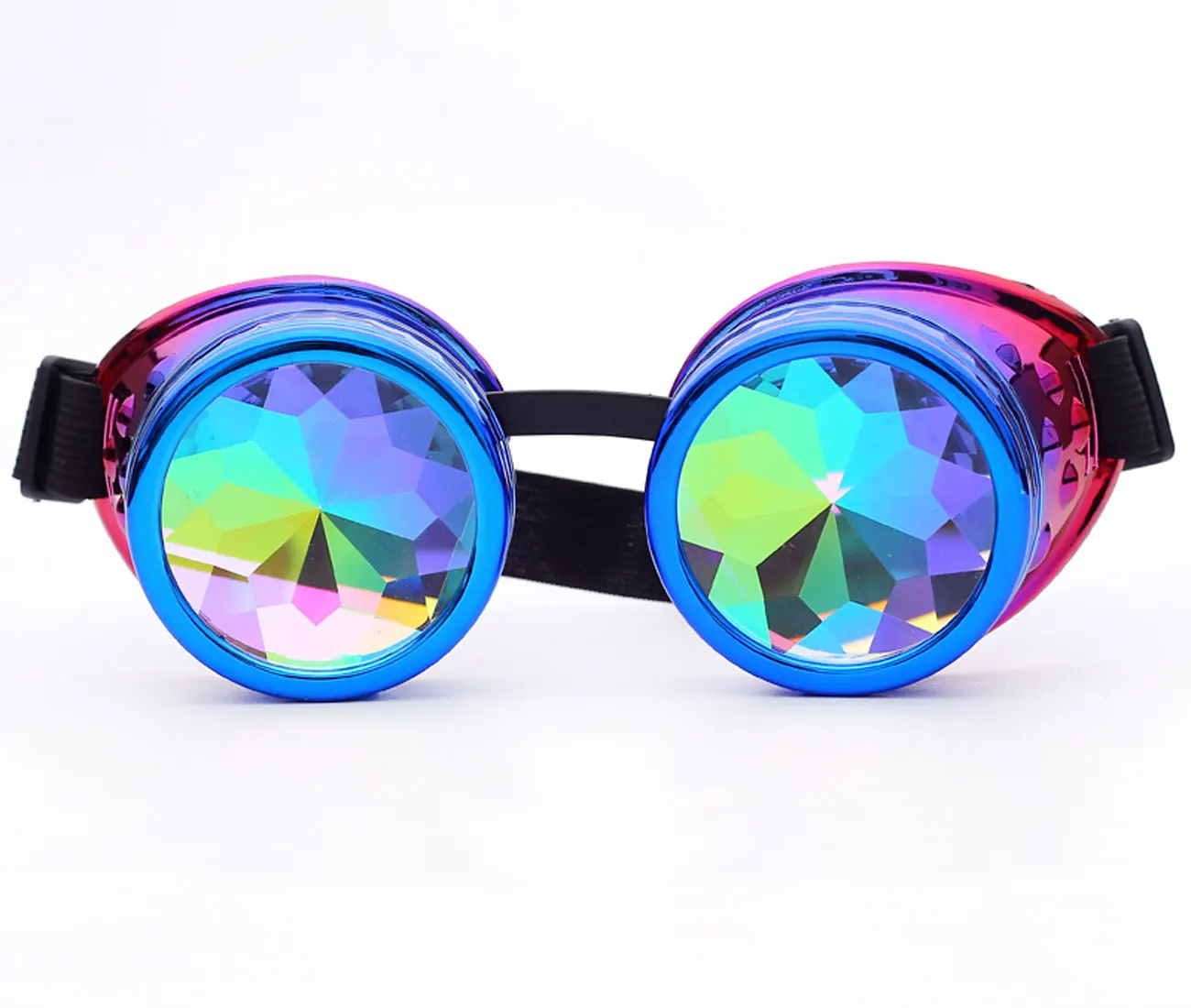 Hotselling Kaleidoscope Rainbow Crystal Lenses Steampunk Goggles EDM Glasses Gothic Cosplay Goggles Eyewear Vintage Halloween