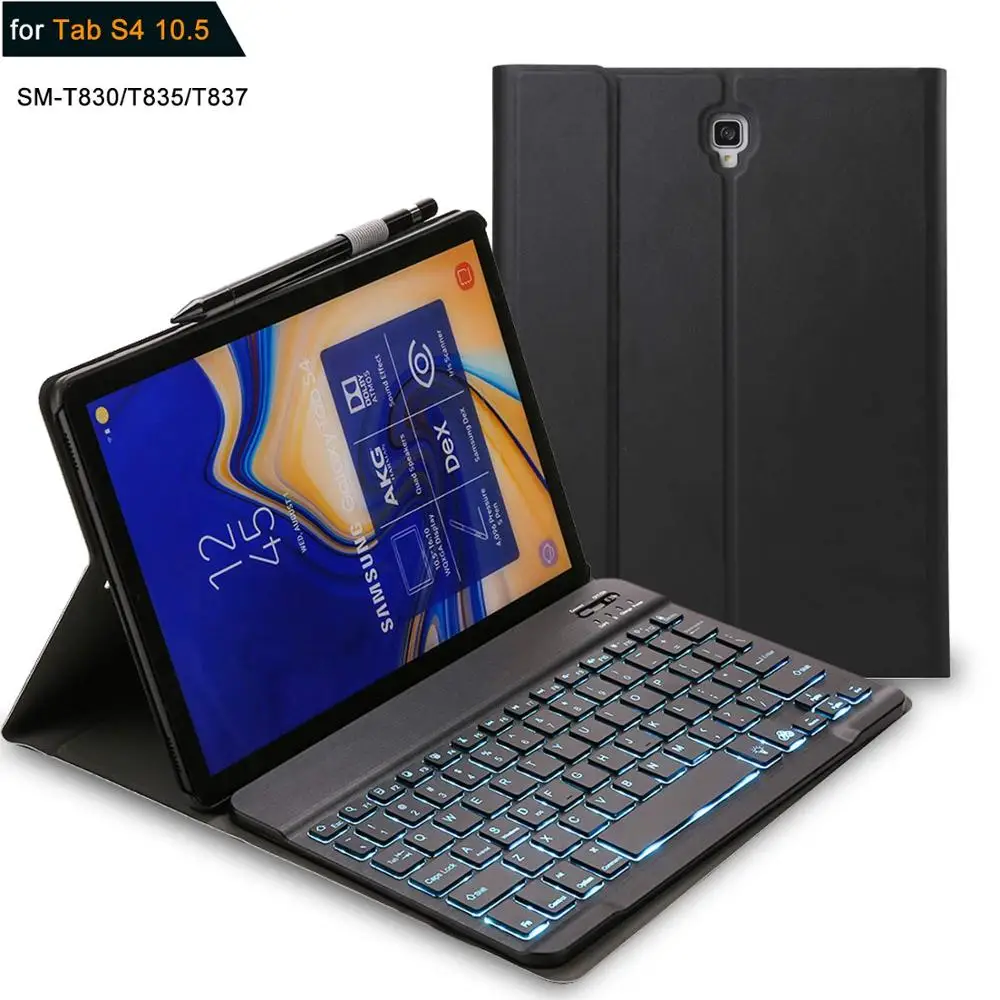  Backlit Keyboard Case For Samsung Galaxy Tab S4 10.5 SM-T830 Case Russian Spanish Keyboard Case T83