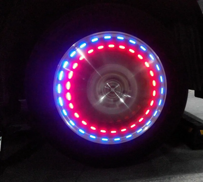 Car styling Solar Energy Decor Lamp Wind Fire Wheels Led Flash Tyre