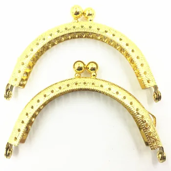 

1Pc Kiss Clasps Lock Wallet Purse Bag Handbag Handle DIY Accessories Gold Plated Carved Clutch Arch Frame 85mm