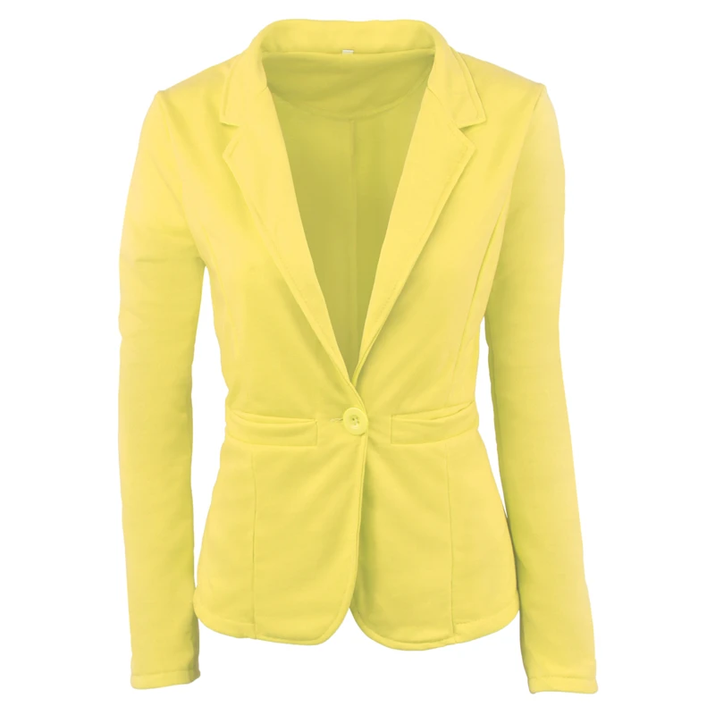 Yellow Slim Coat Office Ladies Business Shirt Blazer Female Woman Short