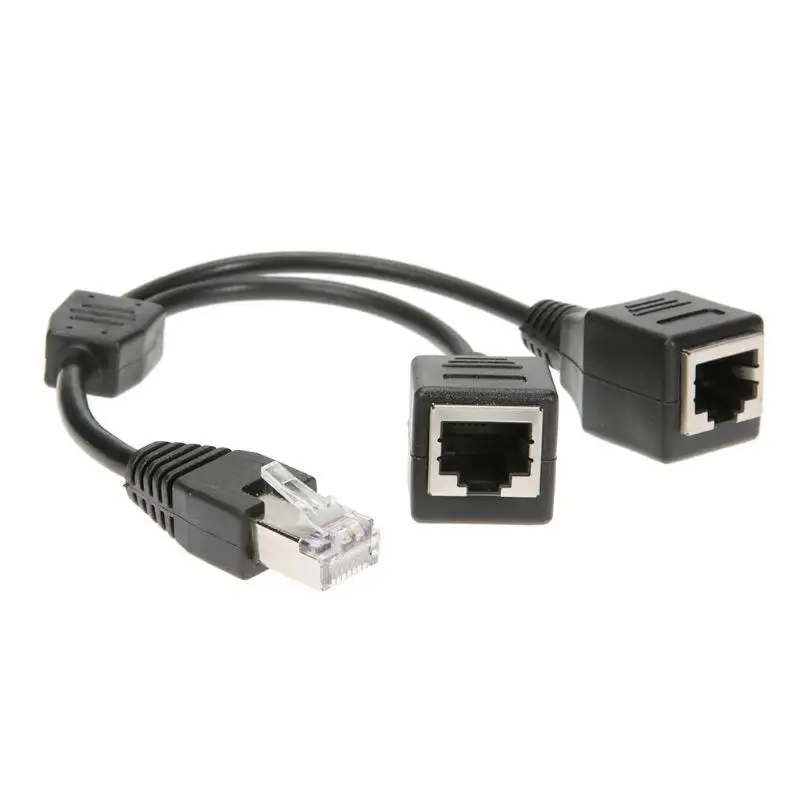 

DSL Network RJ45 Male to 2 Female Splitter Adapter Connector Cable Black
